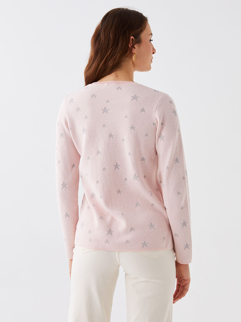 LCWAIKIKI Basic Rundhalsausschnitt Gemustert Langarm Damen Strickpullover -W31751Z8-FUT