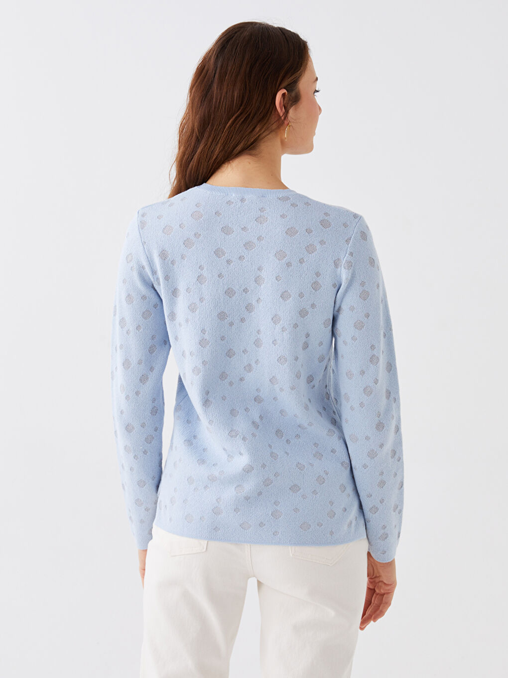 LCWAIKIKI Basic Crew Neck Patterned Long Sleeve Women's Knitwear Sweater -W31751Z8-G0K