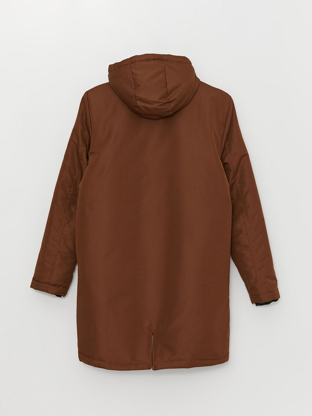 Kahverengi Standart Kalıp Kapüşonlu Erkek Mont-6