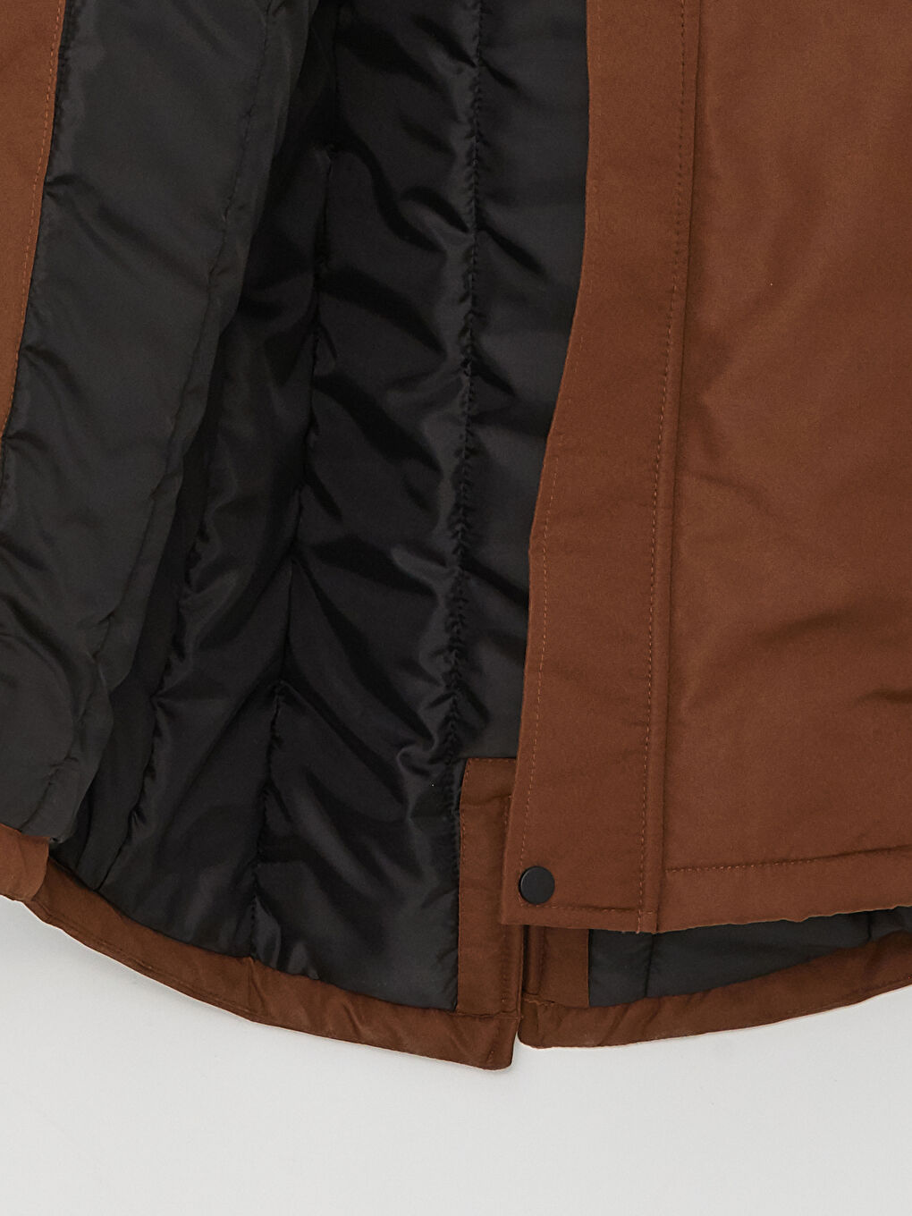 Kahverengi Standart Kalıp Kapüşonlu Erkek Mont-8