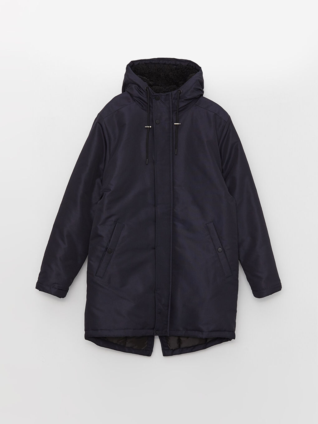 Lacivert Standart Kalıp Kapüşonlu Erkek Mont-6