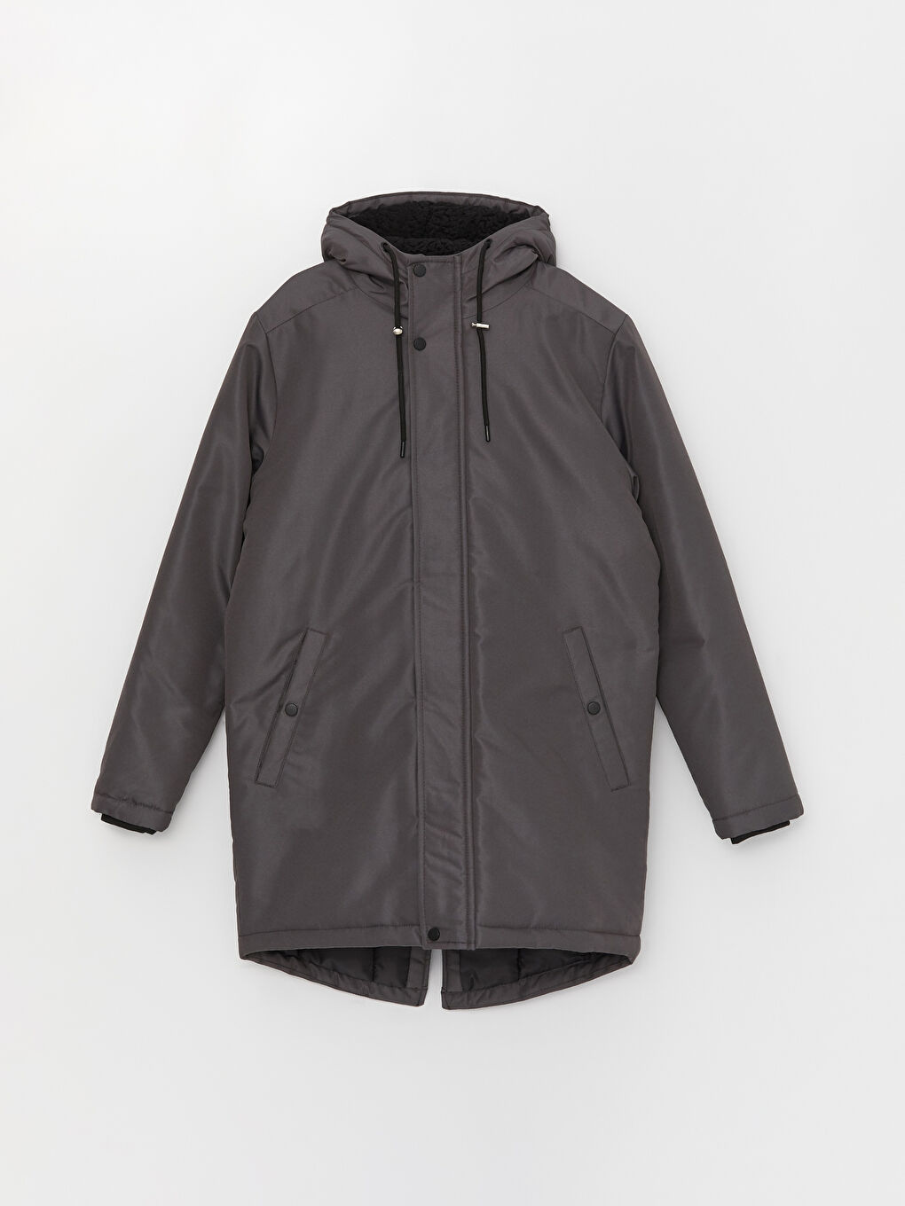 Antrasit Standart Kalıp Kapüşonlu Erkek Mont-6