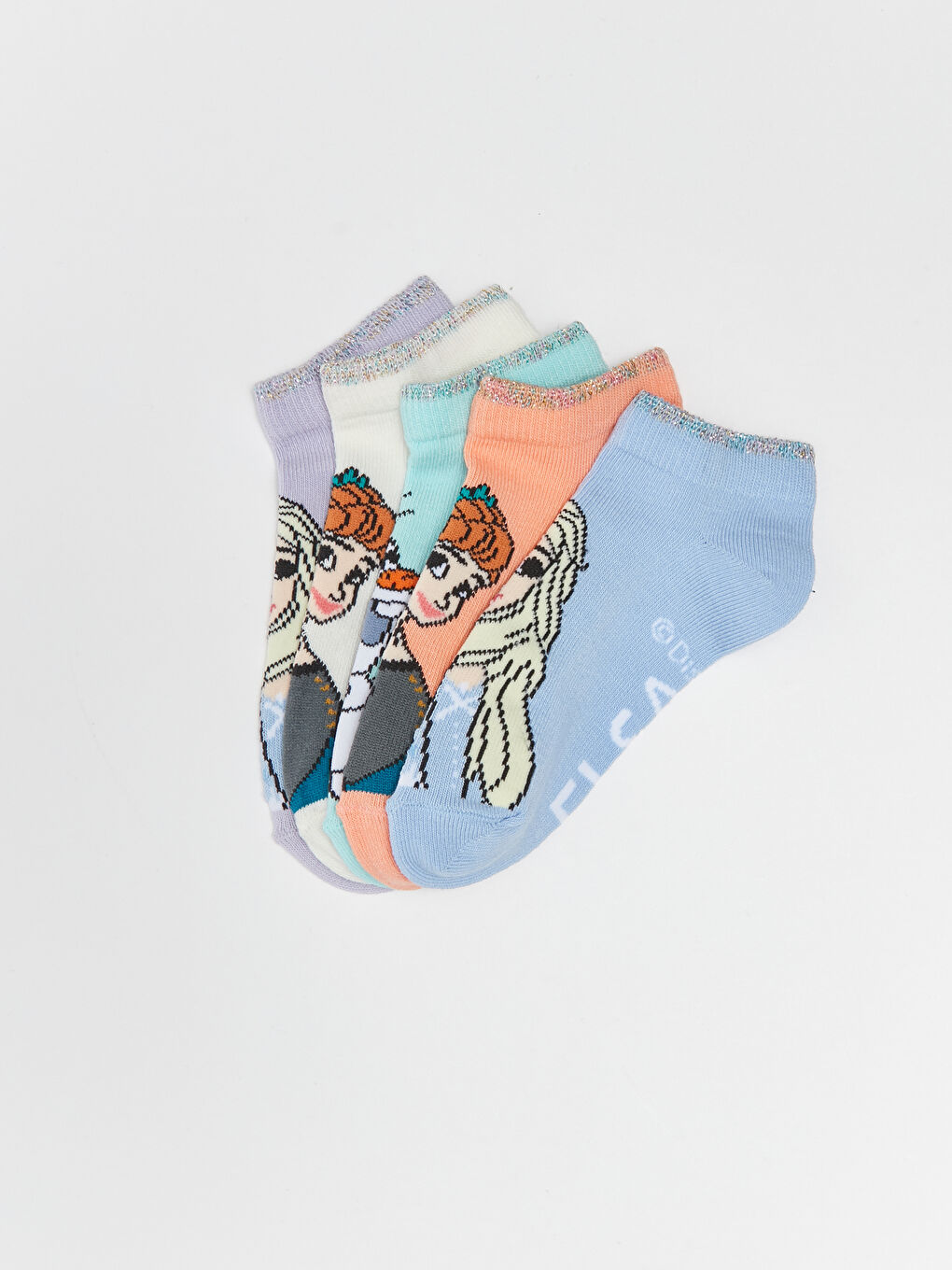 Frozen Patterned Girl Booties Socks 5-Pack-1
