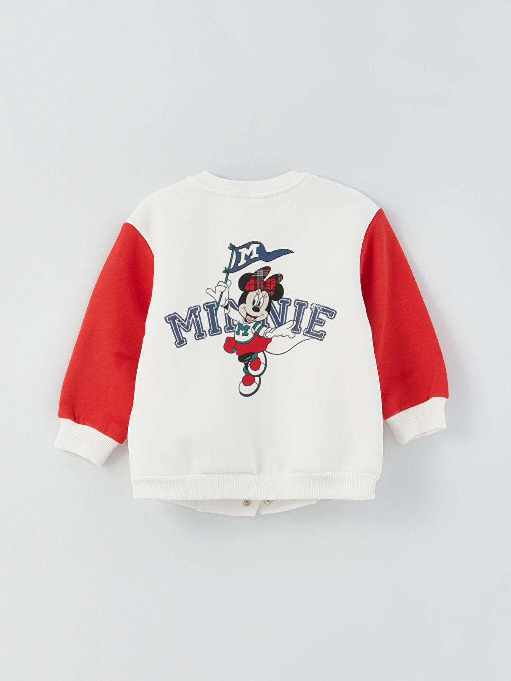 LCW ECO Bej Kolej Yaka Uzun Kollu Minnie Mouse Nakışlı Kız Bebek Bomber Ceket - 2