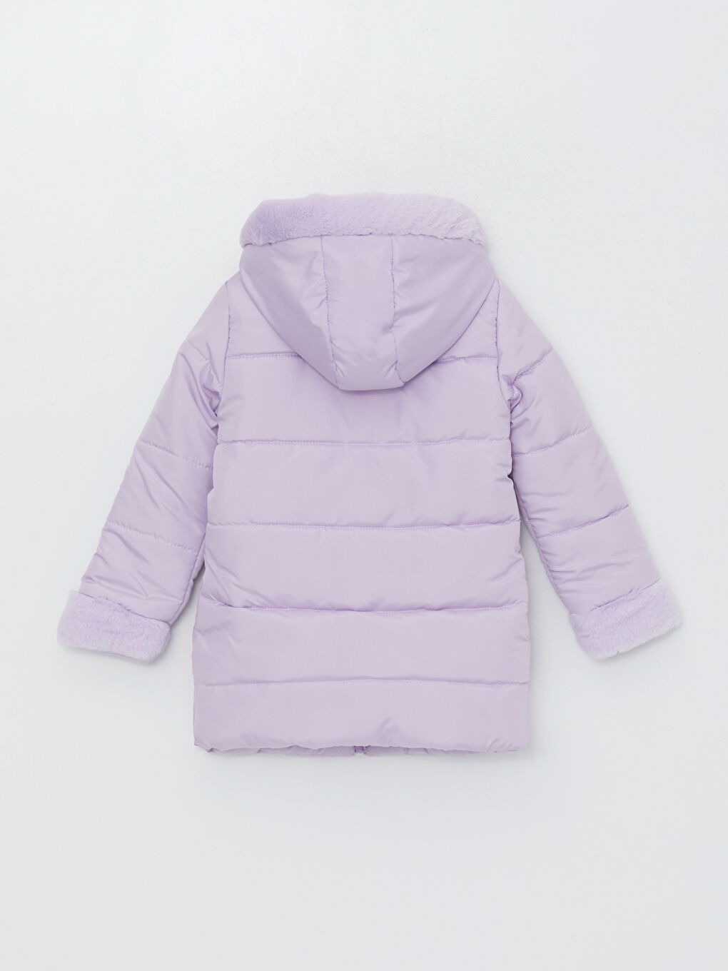 Lila Kapüşonlu Basic Kız Çocuk Mont-1