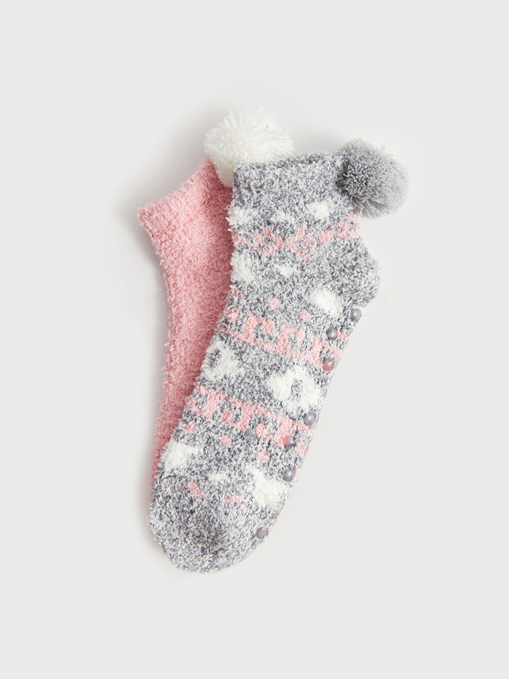 LCW DREAM Wool Blend Non-Slip Sole Patterned Women's House Socks 2-Pack -W31821Z8-H0M
