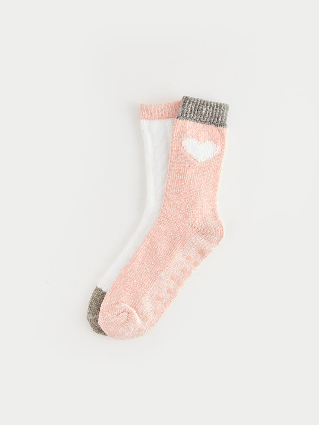 Pembe Desenli Kadın Ev Çorabı 2'li