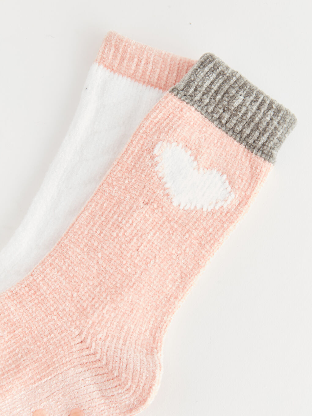 Pembe Desenli Kadın Ev Çorabı 2'li-3