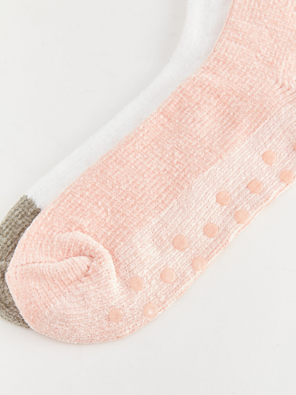 Pembe Desenli Kadın Ev Çorabı 2'li-4