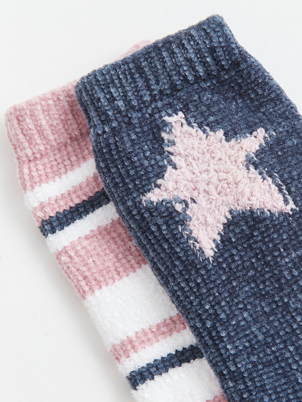 Lacivert Desenli Kadın Ev Çorabı 2'li-3