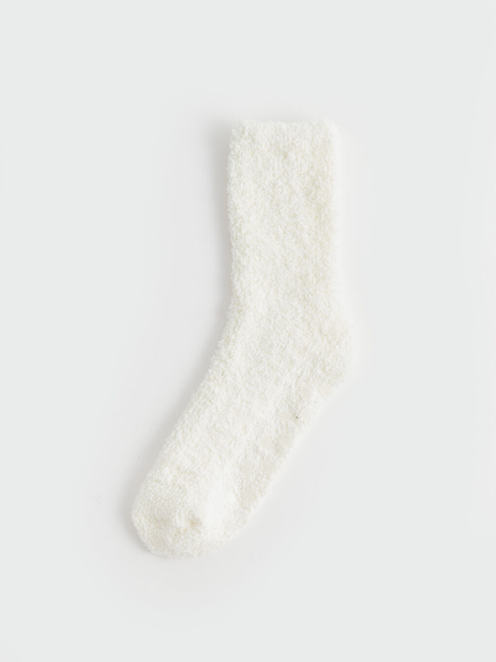 Beyaz Simli Kaydırmaz Tabanlı Kadın Ev Çorabı-2