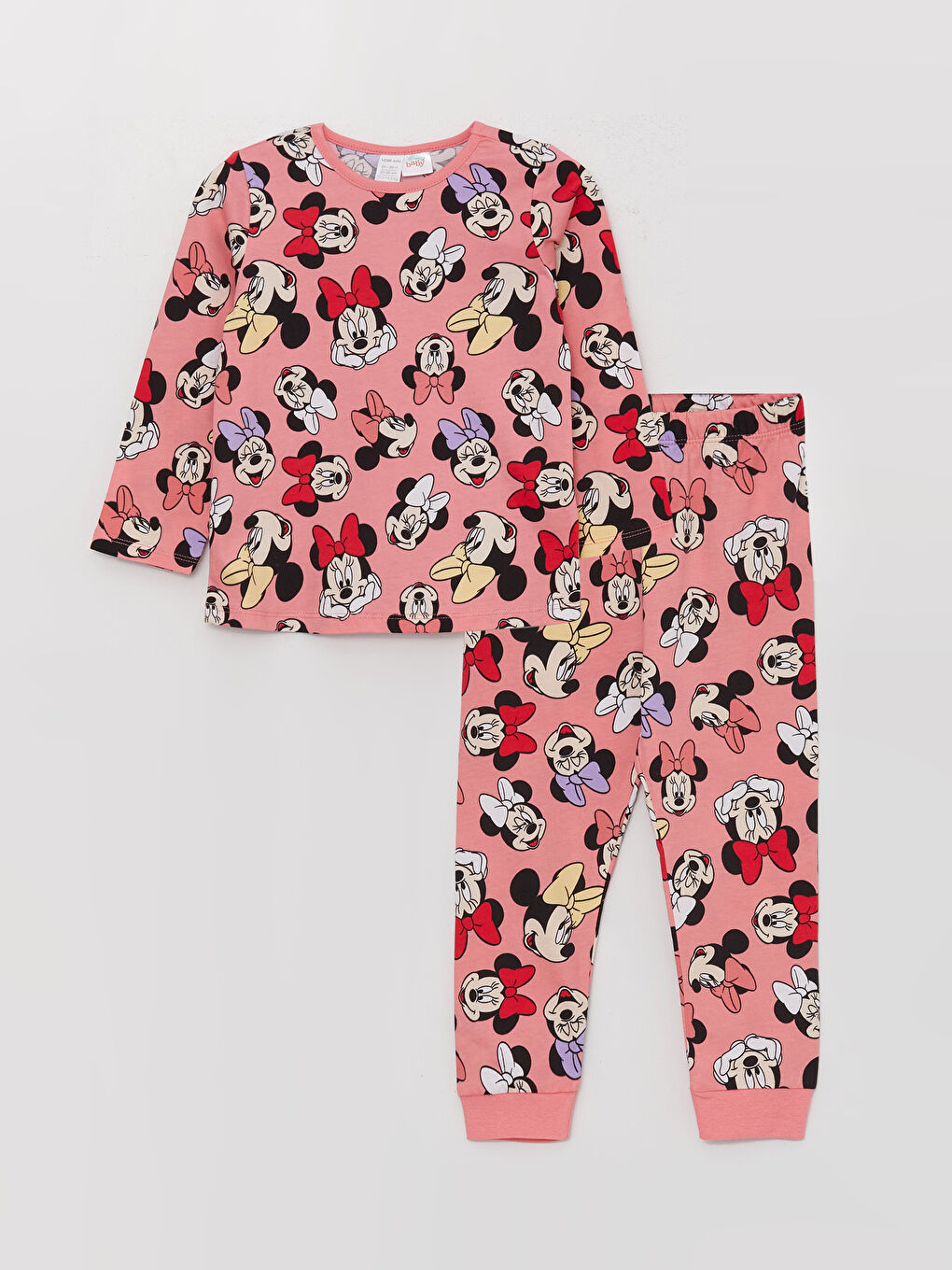 LCW baby Pembe Baskılı Minnie Mouse Baskılı Kız Bebek Pijama Takımı