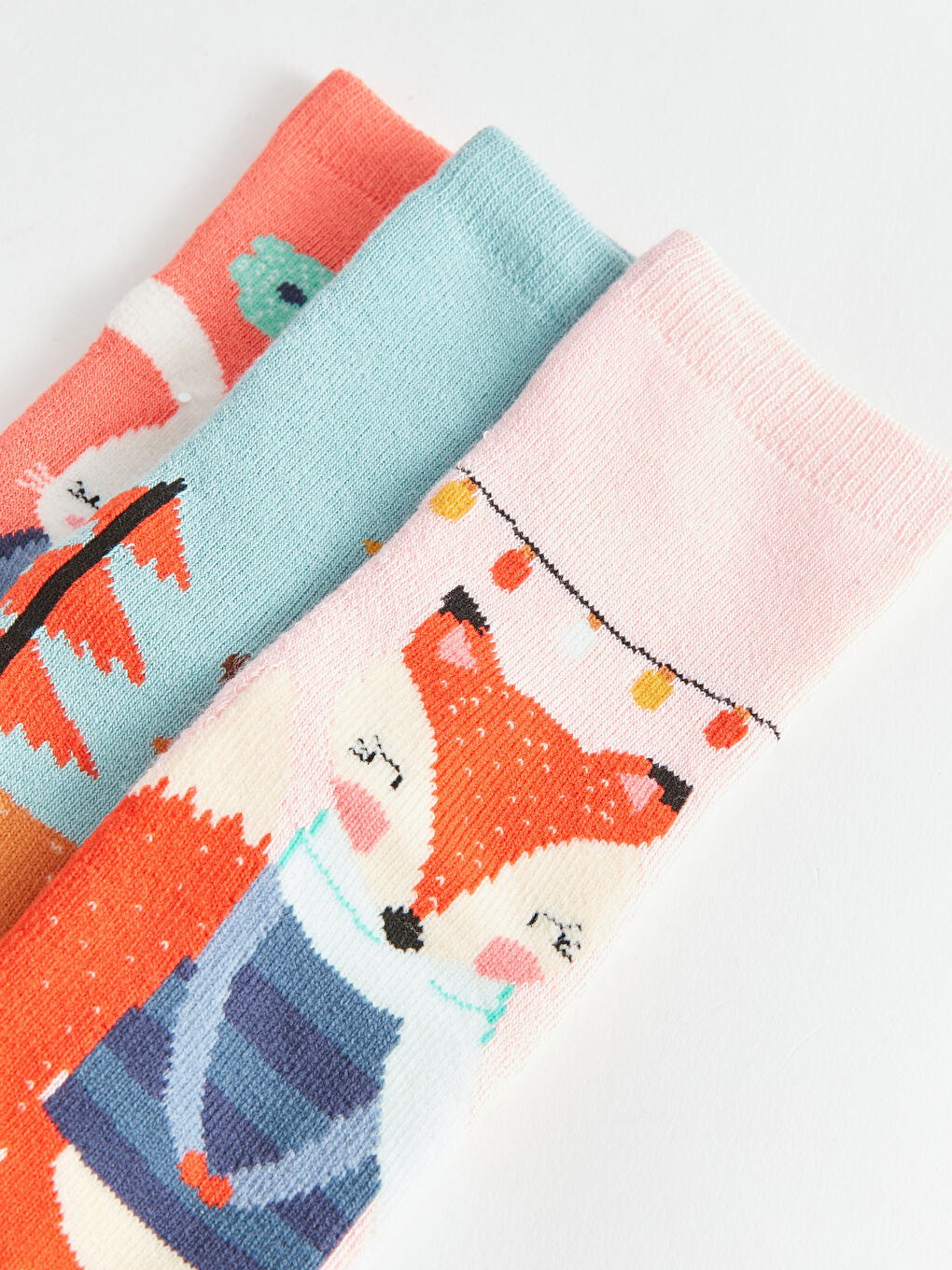 Pembe Desenli Kız Çocuk Havlu Soket Çorap 3'lü-3