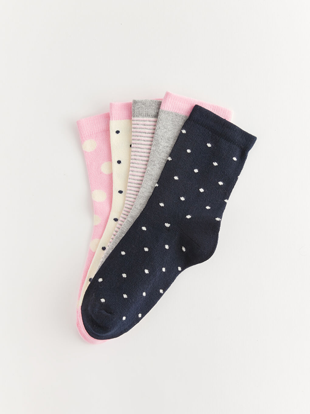 جوارب بنات بنقشة البولكا دوت عبوة من 5 قطع-1
