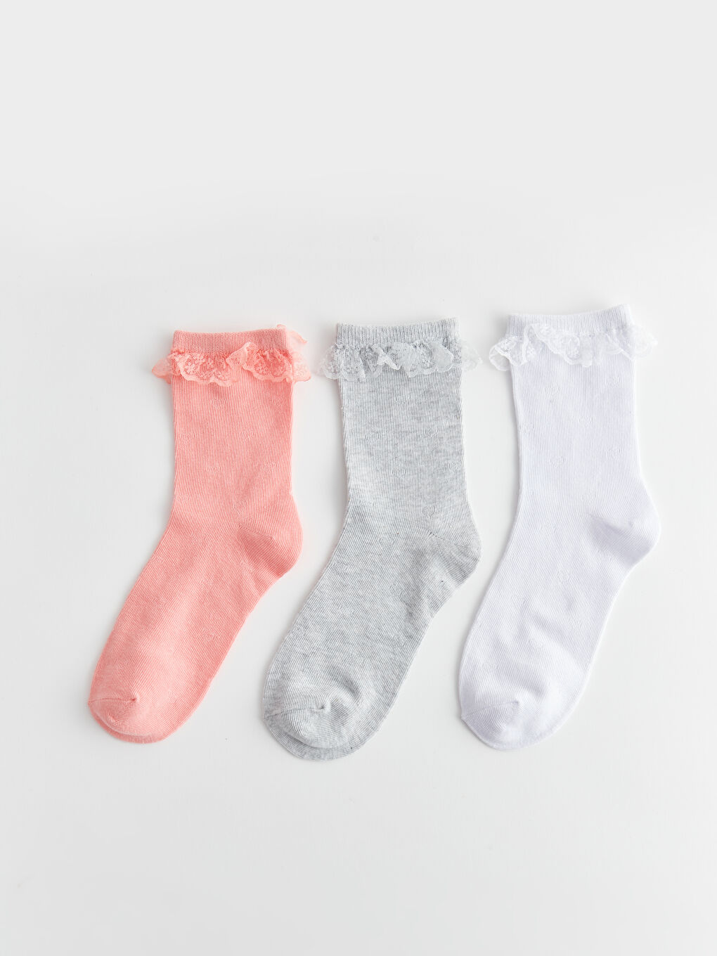 LCW Kids Girls' Lace Detail Ankle Socks 3-Pack -W31869Z4-JM1