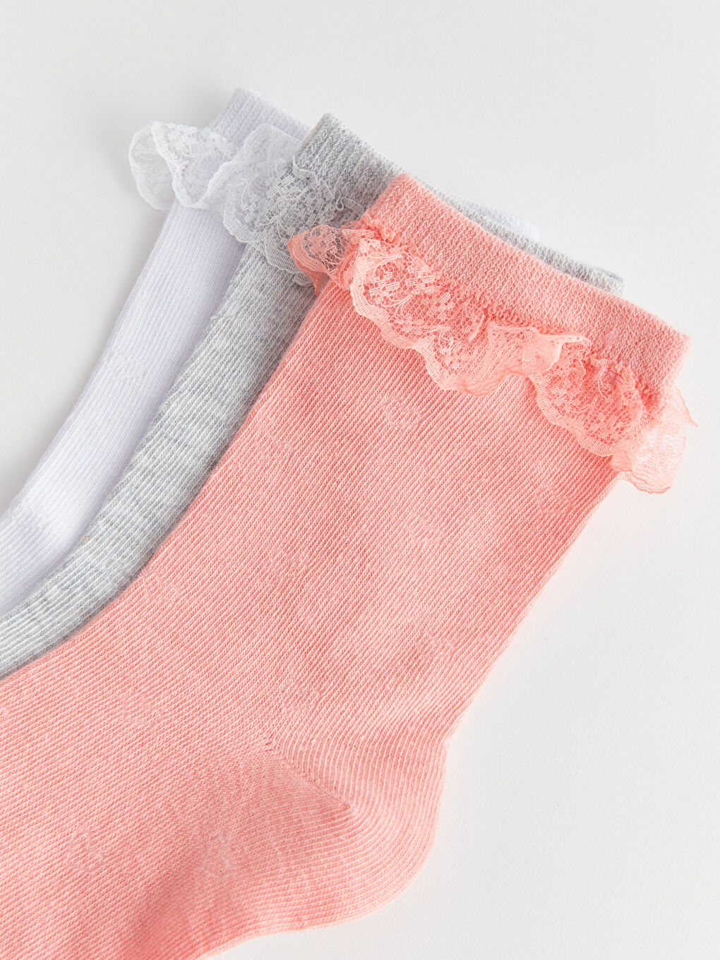 LCW Kids Girls' Lace Detail Ankle Socks 3-Pack -W31869Z4-JM1