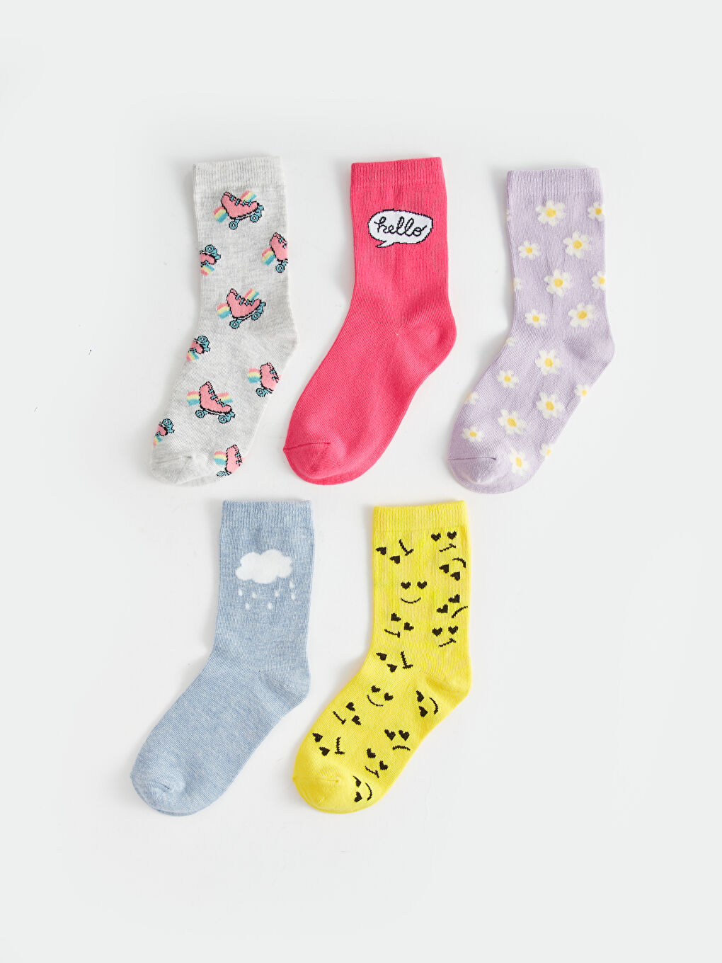 Patterned Girls' Ankle Socks 5 Pack