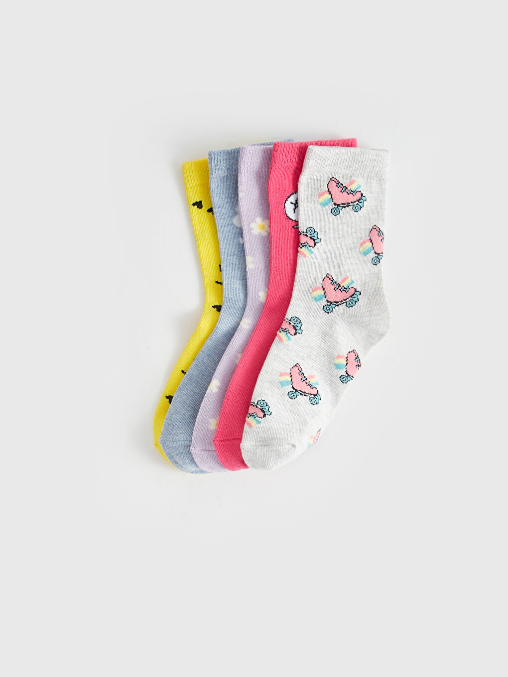 Patterned Girls' Ankle Socks 5 Pack-1