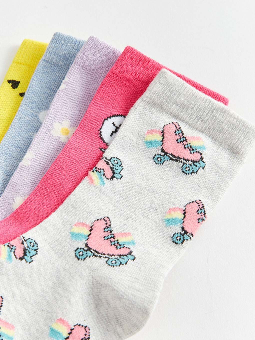 Patterned Girls' Ankle Socks 5 Pack-2