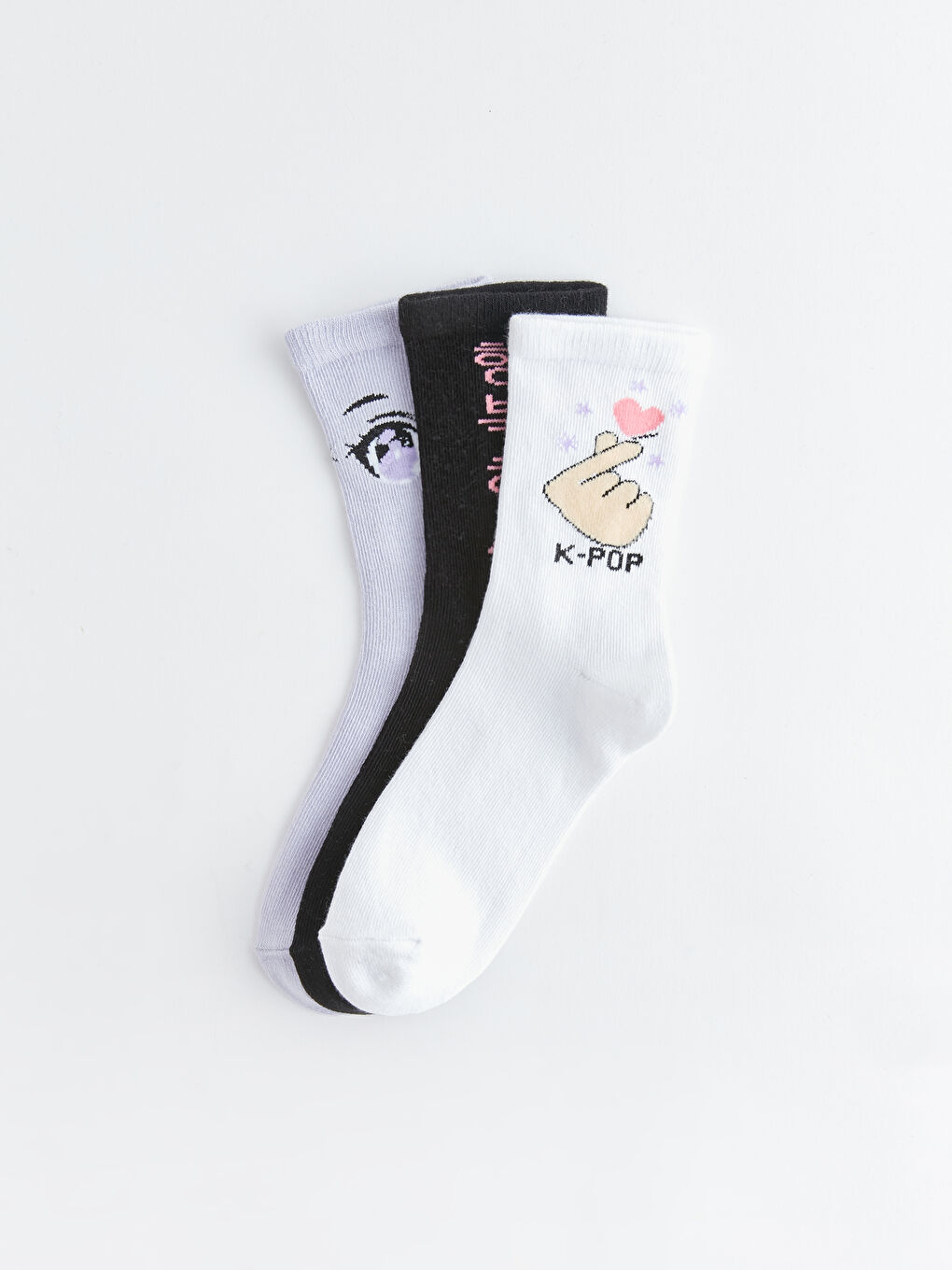Κάλτσες Κορίτσι με Σχέδιο K-pop Τριπλή Συσκευασία-2
