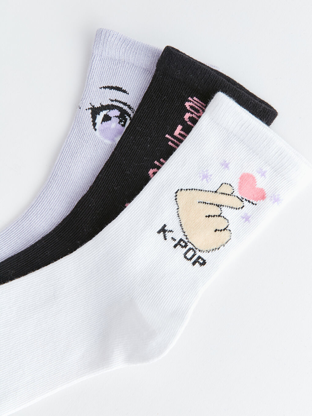 Κάλτσες Κορίτσι με Σχέδιο K-pop Τριπλή Συσκευασία-3
