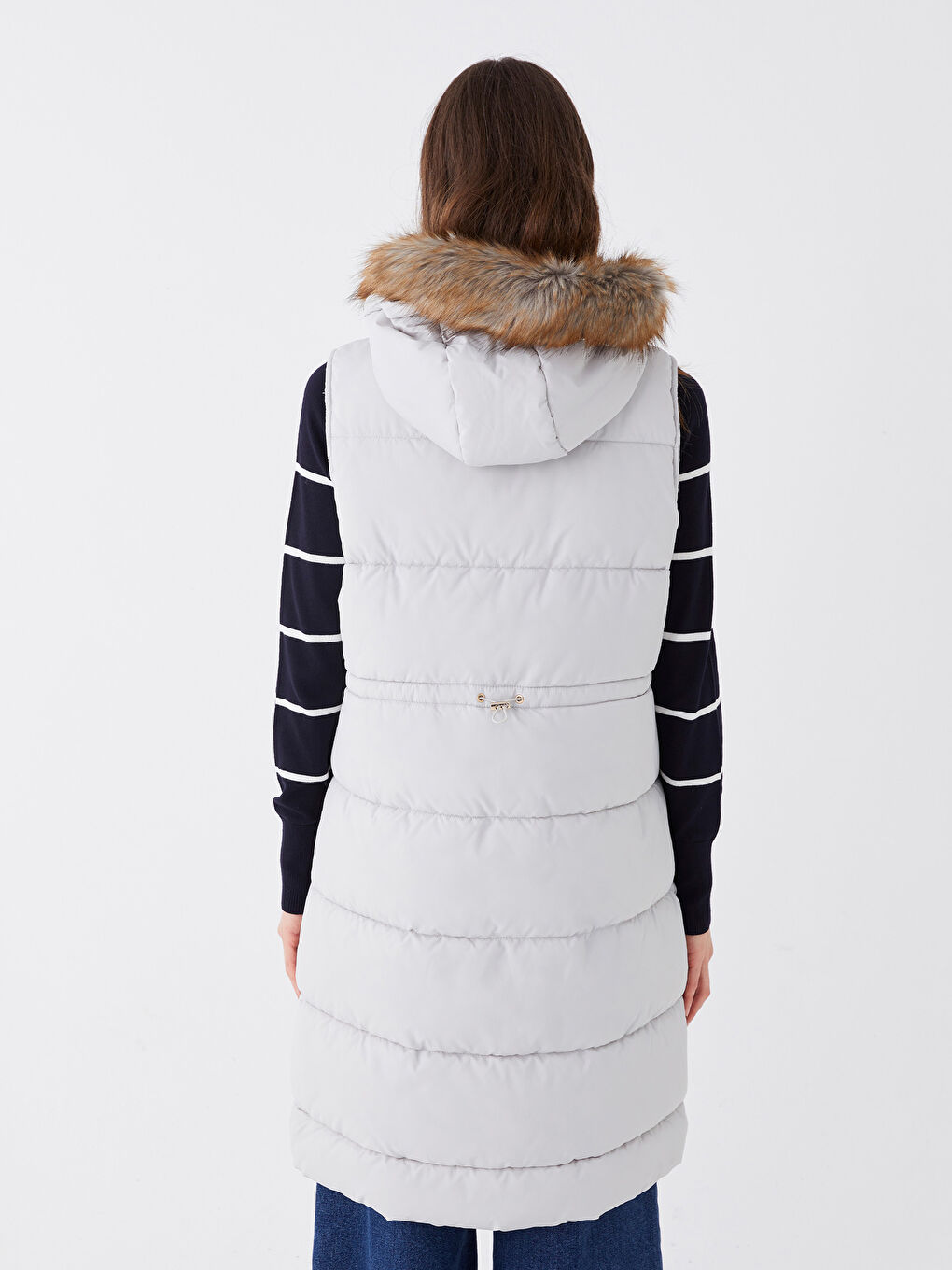 Women's Hooded Plain Puffer Gilet-5