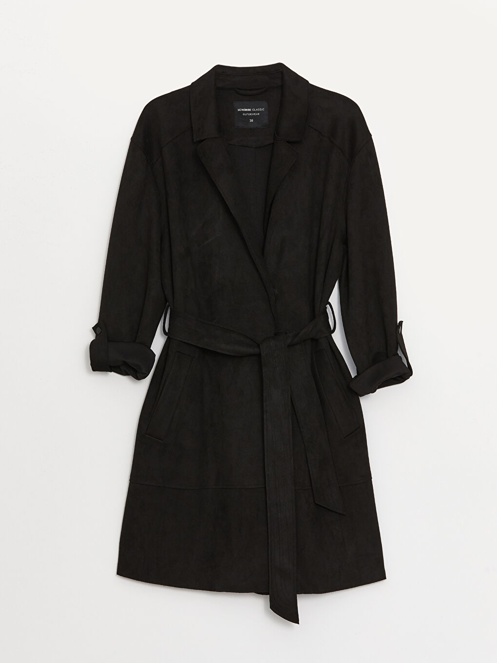 LCWAIKIKI Classic Jacket Collar Plain Suede Women's Trench Coat -W31885Z8-CVL