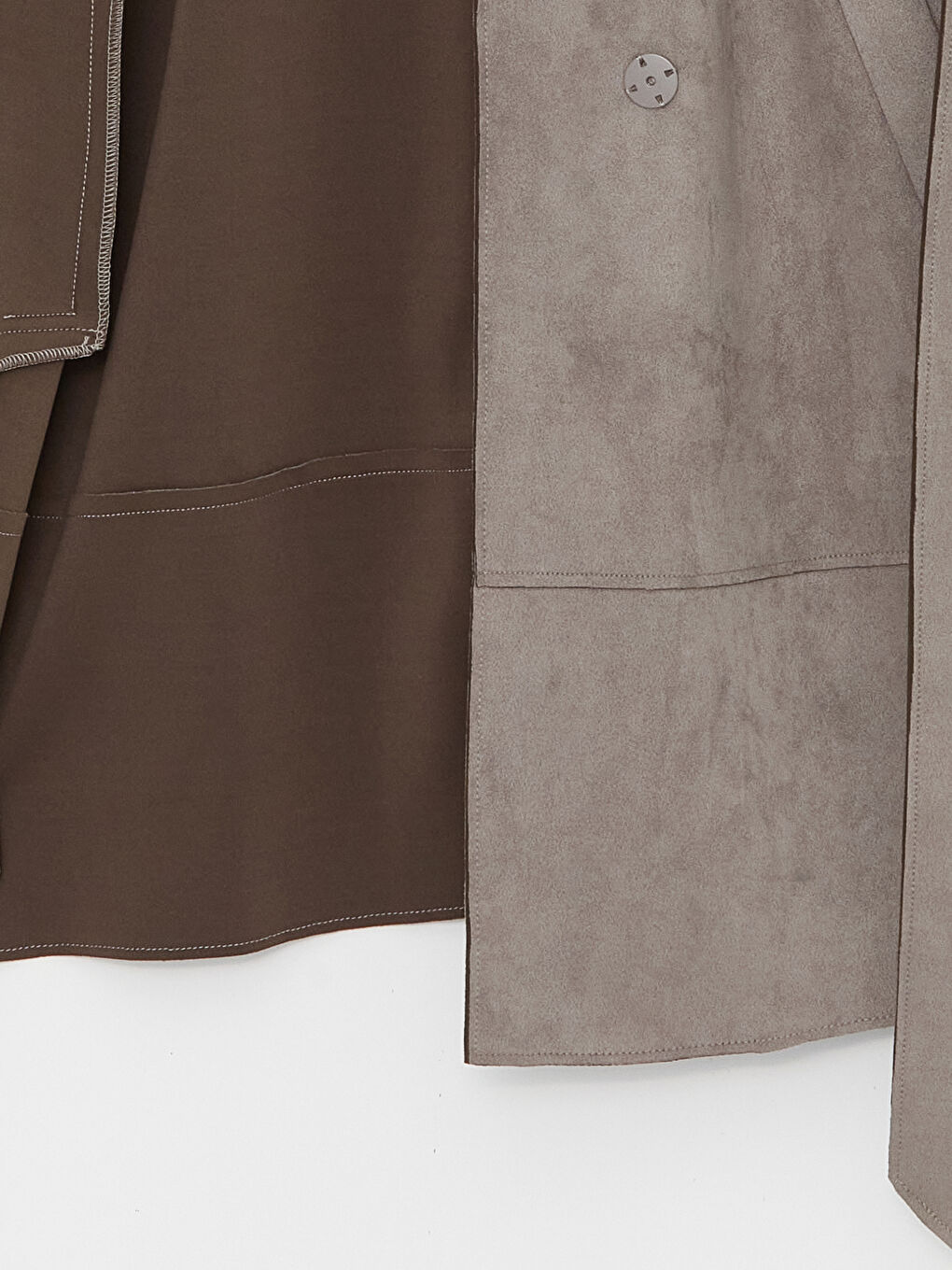 معطف واق من المطر ياقة الجاكيت سادة جلد شمواه للسيدات-9