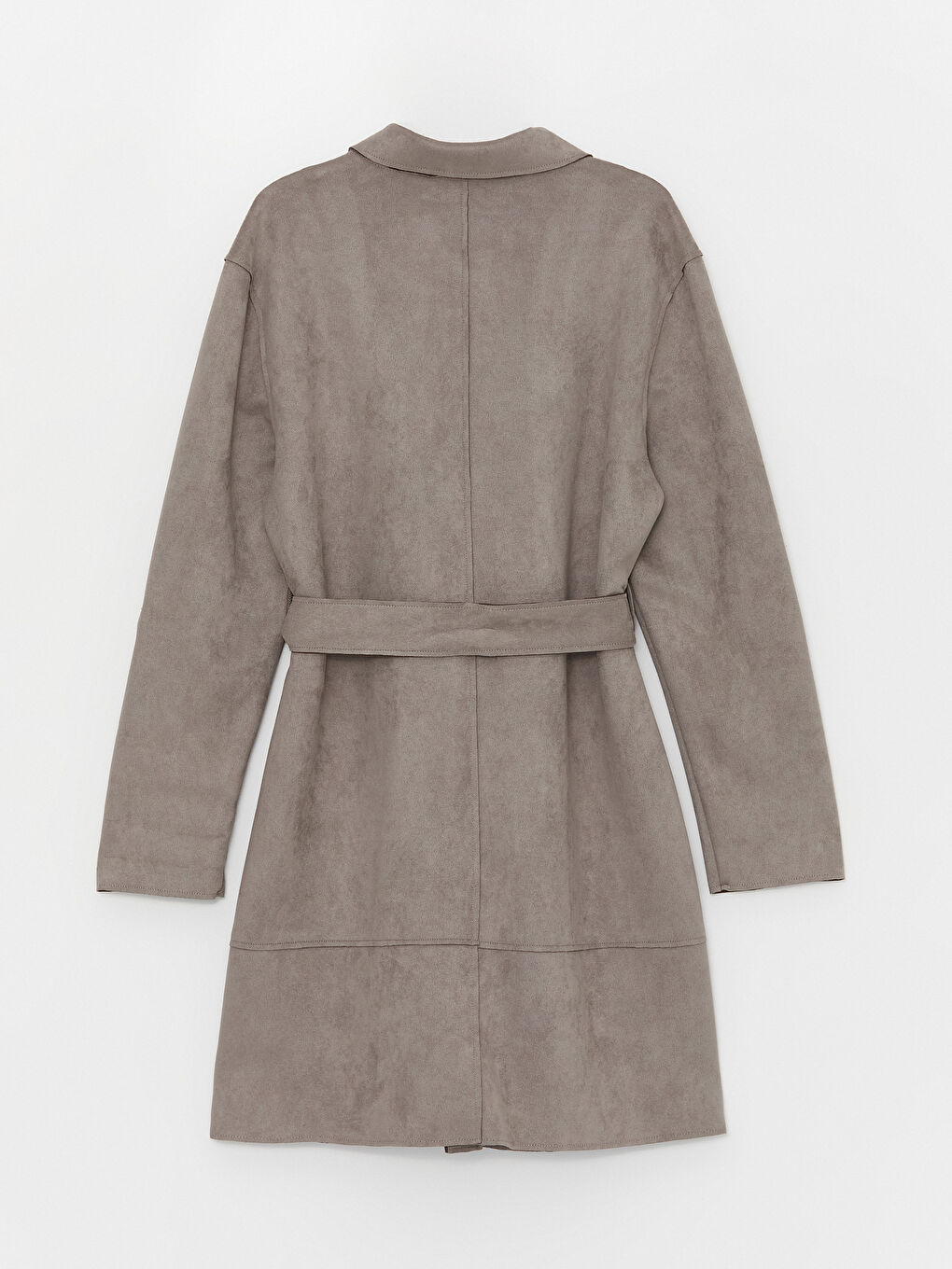 معطف واق من المطر ياقة الجاكيت سادة جلد شمواه للسيدات-10