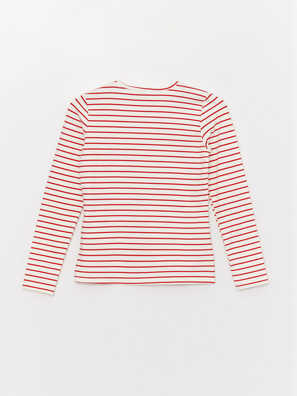 Kırmızı Bisiklet Yaka Çizgili Uzun Kollu Kız Çocuk Tişört-2