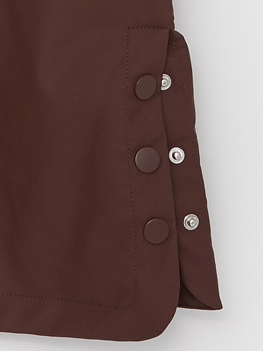 Kahverengi Kadın Kapüşonlu Düz Mont-9