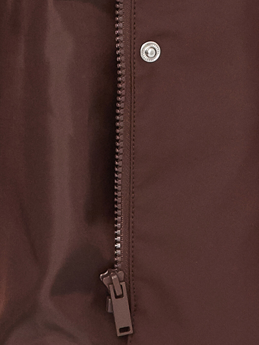 Kahverengi Kadın Kapüşonlu Düz Mont-10