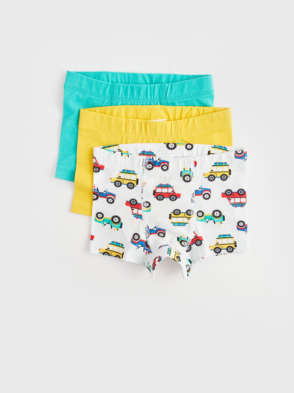 LCW baby Ekru Baskılı Beli Lastikli Erkek Bebek Boxer 3'lü