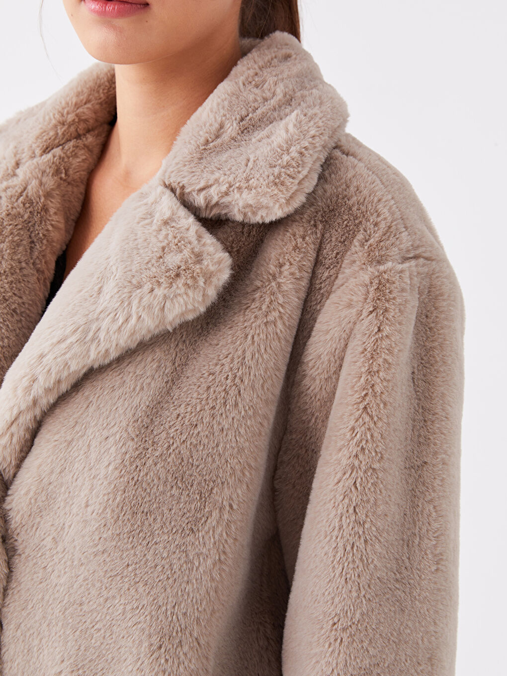 Әйелдерге арналған мойын өрнексіз үлпілдек пальто-4