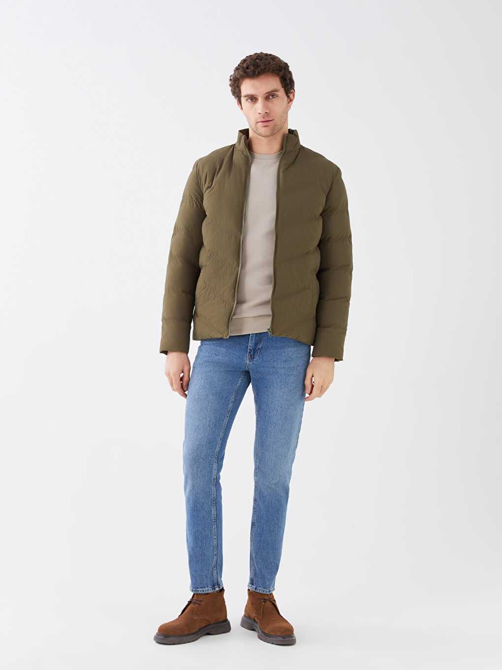 Slim Fit Funnel Neck Men's Puffer Coat-3