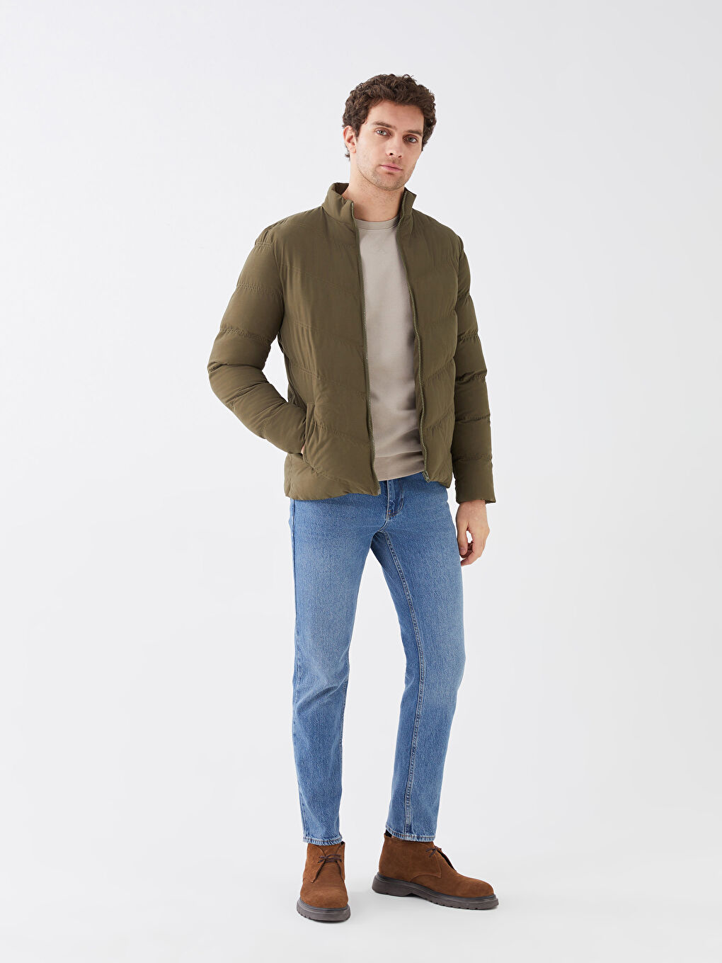 Slim Fit Funnel Neck Men's Puffer Coat-4