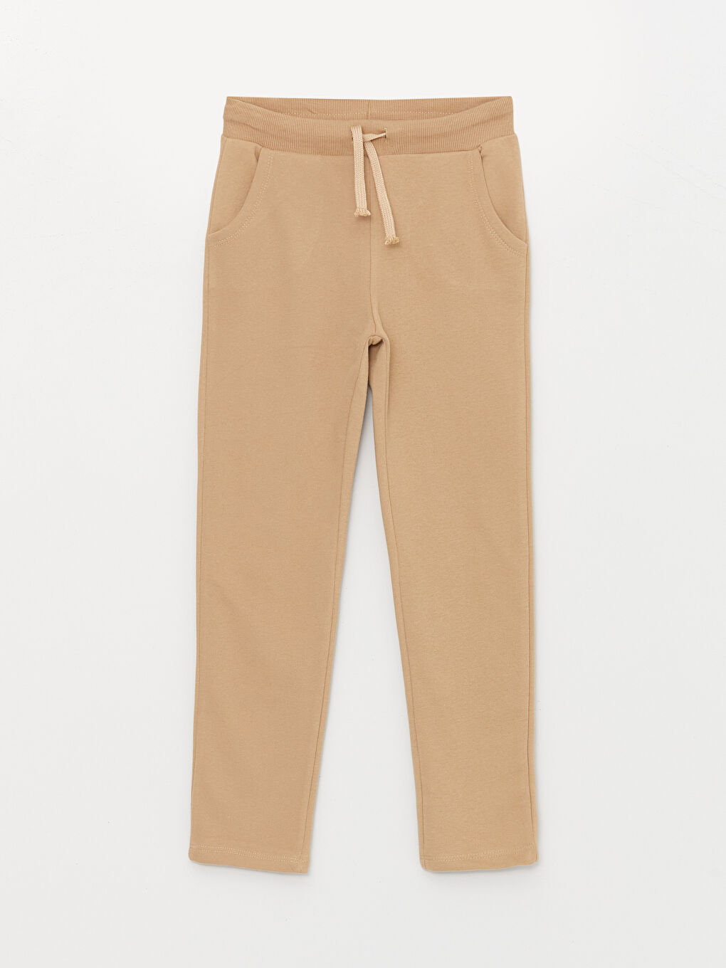 Bej Beli Lastikli Basic Kız Çocuk Eşofman Altı