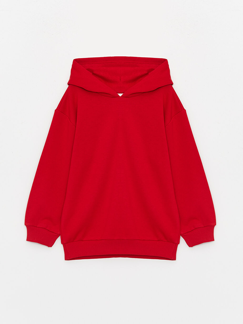 Kırmızı Basic Uzun Kollu Kız Çocuk Hoodie-3