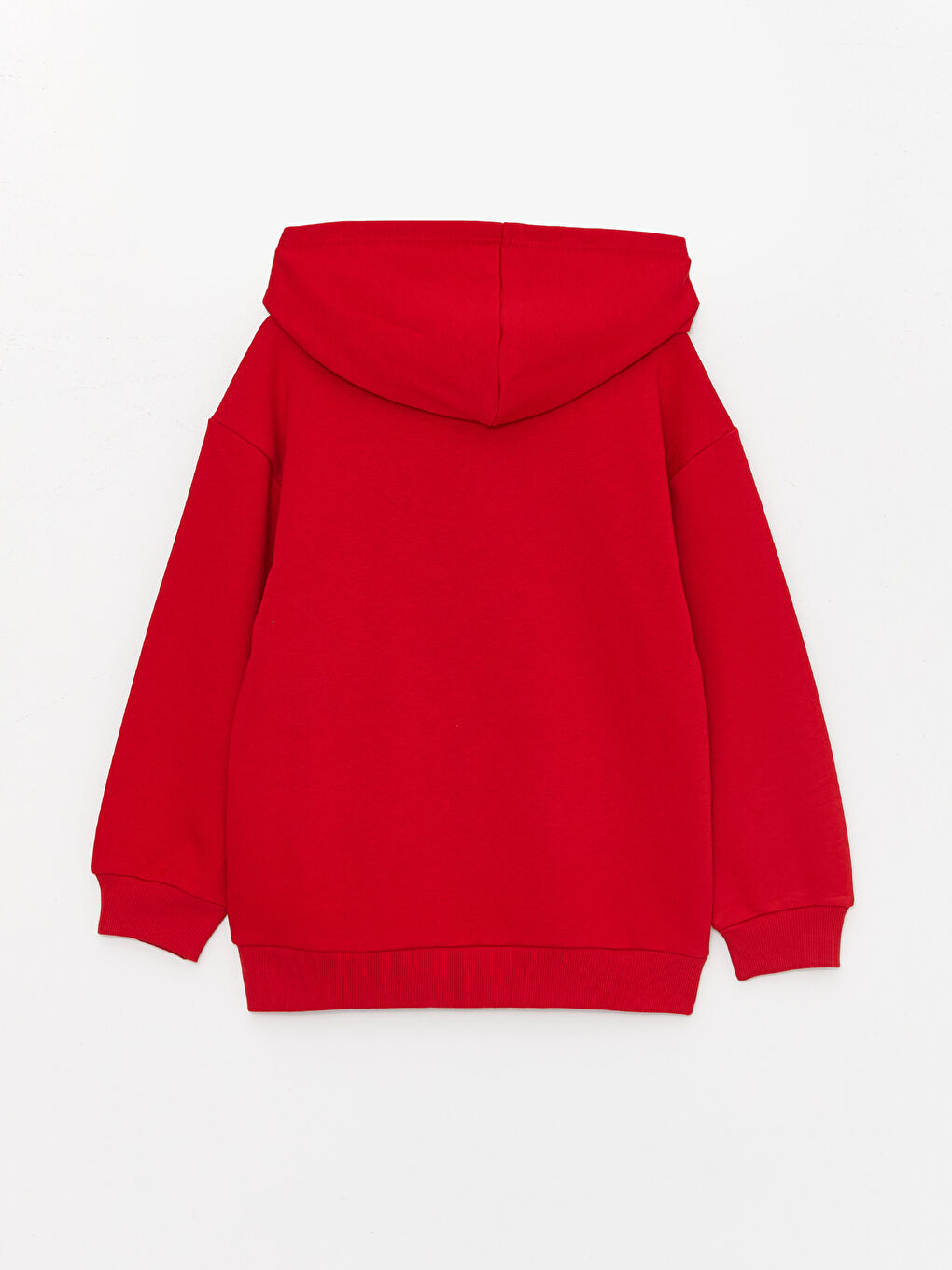 Kırmızı Basic Uzun Kollu Kız Çocuk Hoodie-4