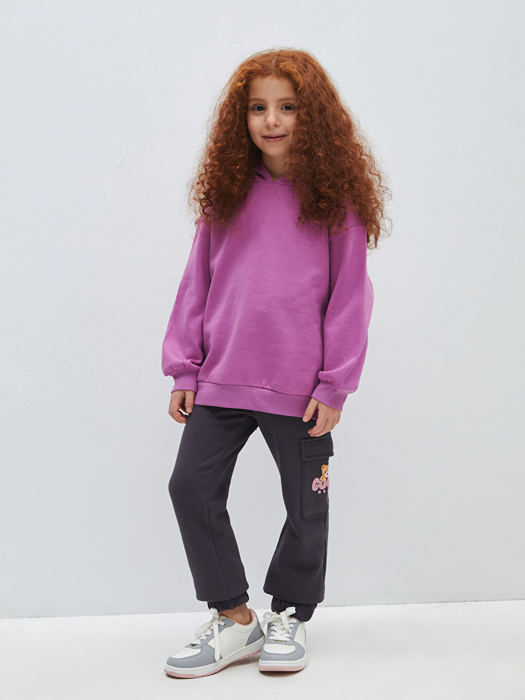 LCW Kids Açık Mor Basic Uzun Kollu Kız Çocuk Hoodie - 1