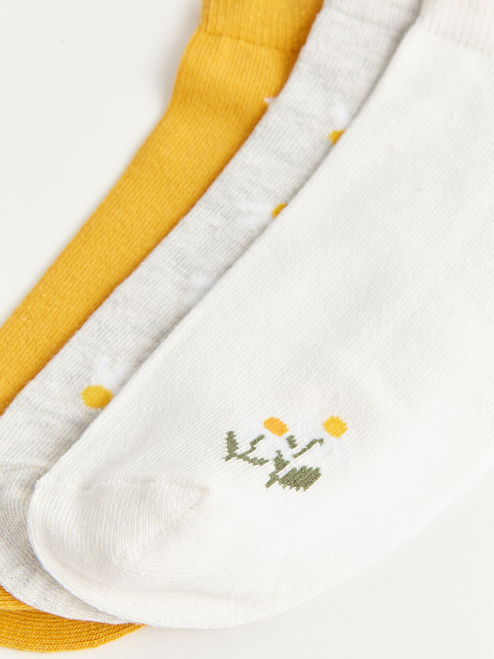 Ekru Desenli Kadın Patik Çorap 3'lü-2