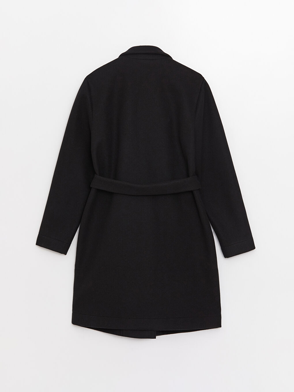 Siyah Ceket Yaka Kadın Kaşe Kaban-7