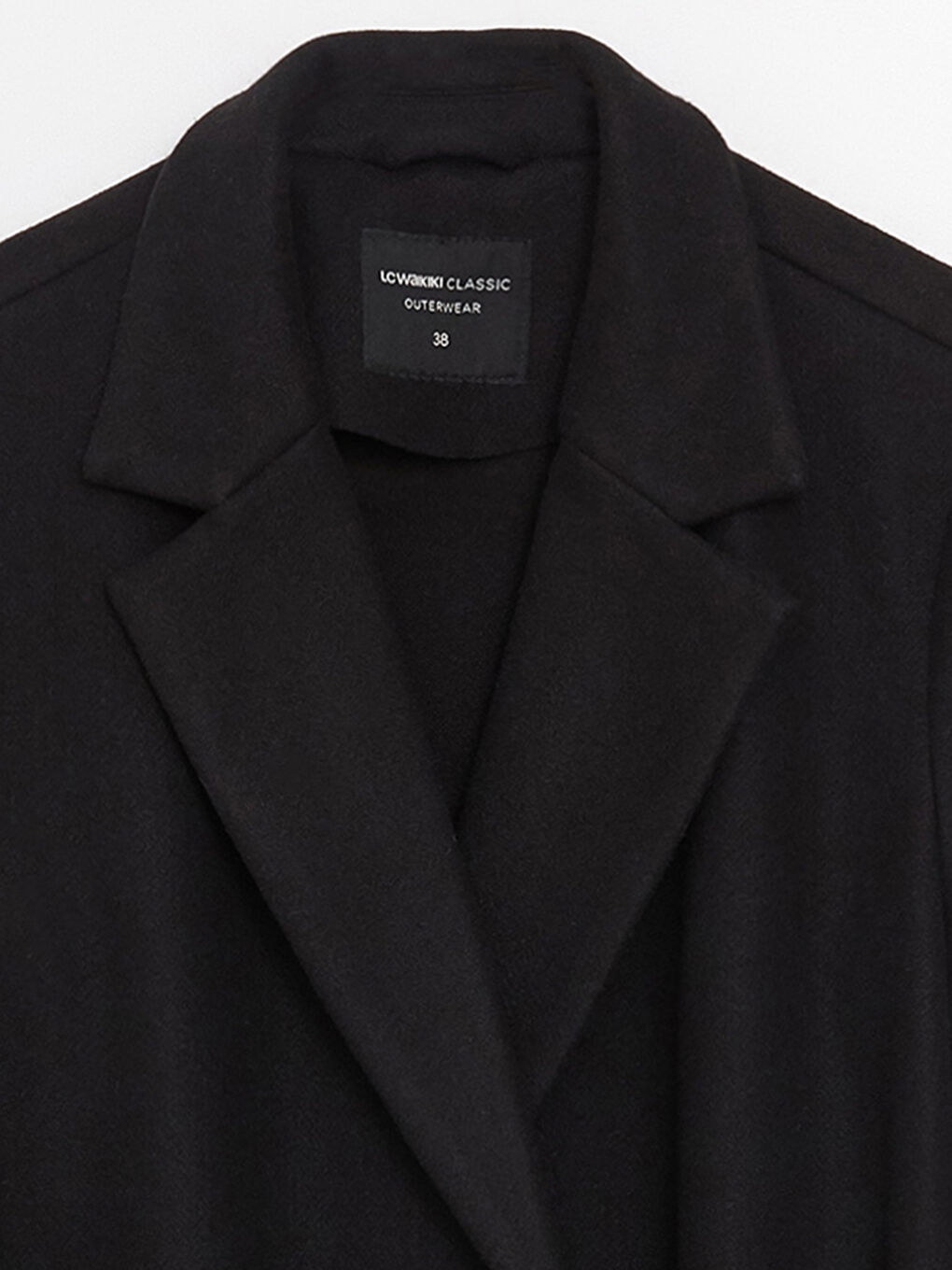 Siyah Ceket Yaka Kadın Kaşe Kaban-8