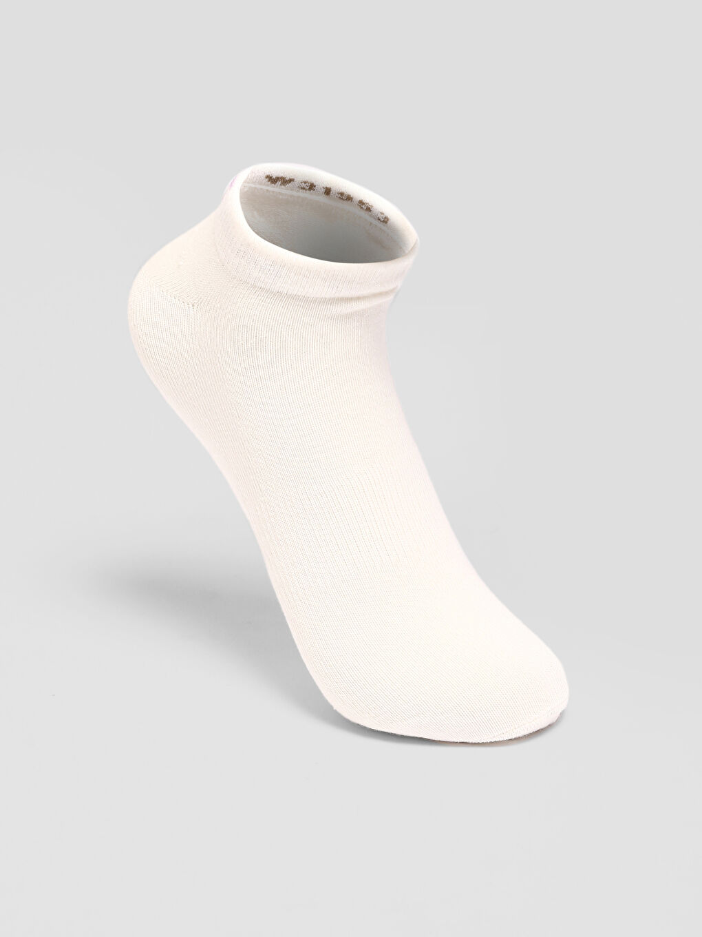 Beyaz Kadın Düz Patik Çorap 5'li-13