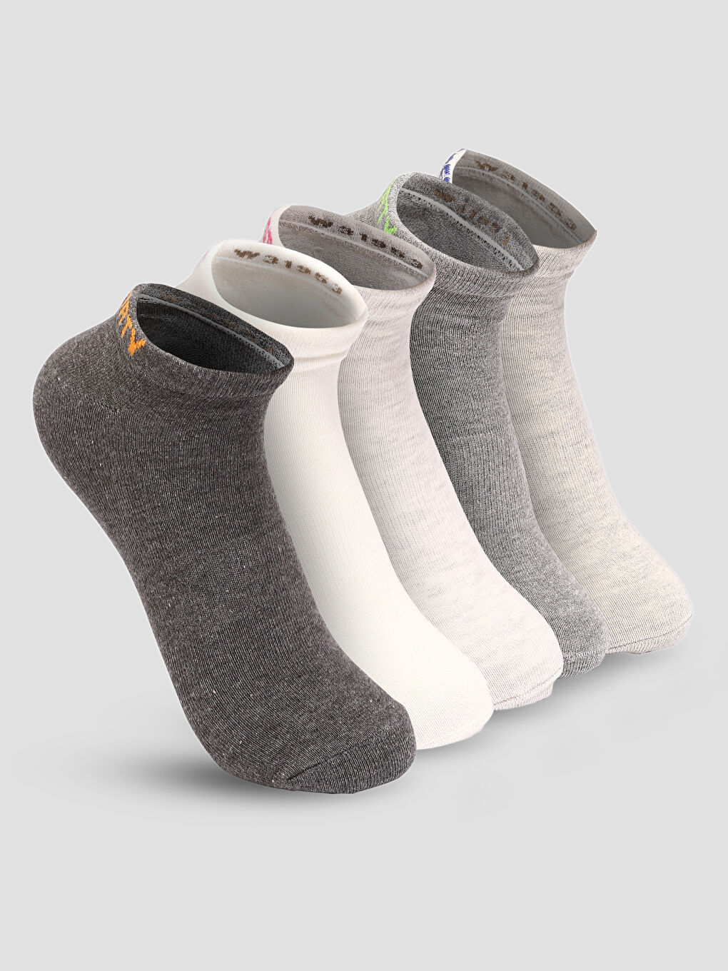 Beyaz Kadın Düz Patik Çorap 5'li-1