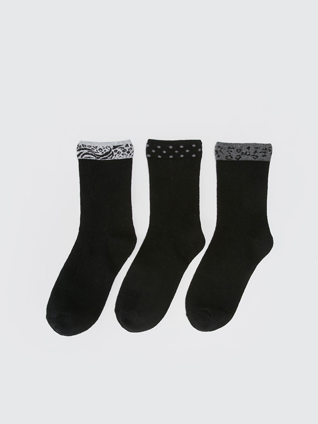 Gri Desenli Kadın Soket Çorap 3'lü