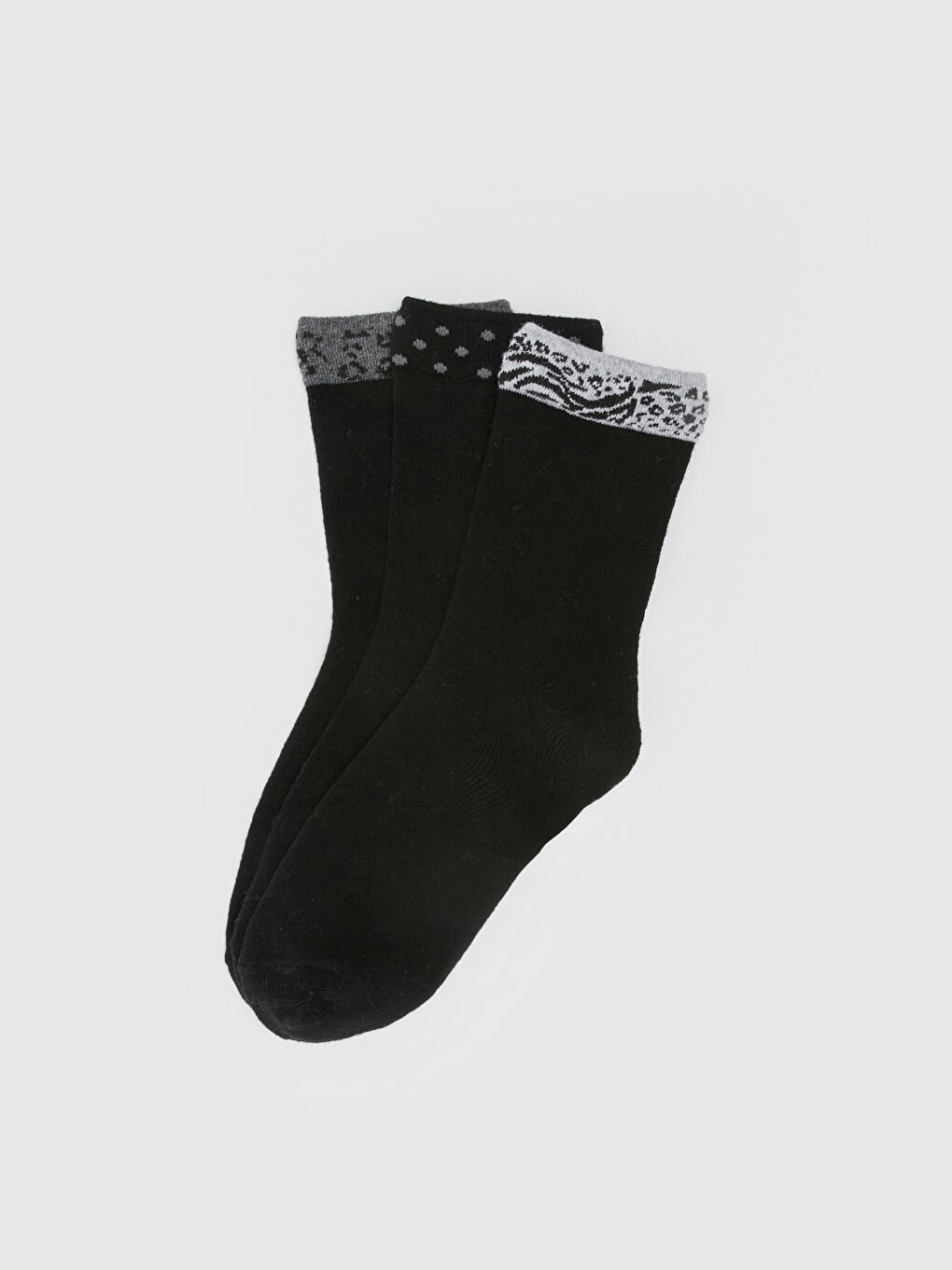 Gri Desenli Kadın Soket Çorap 3'lü-1