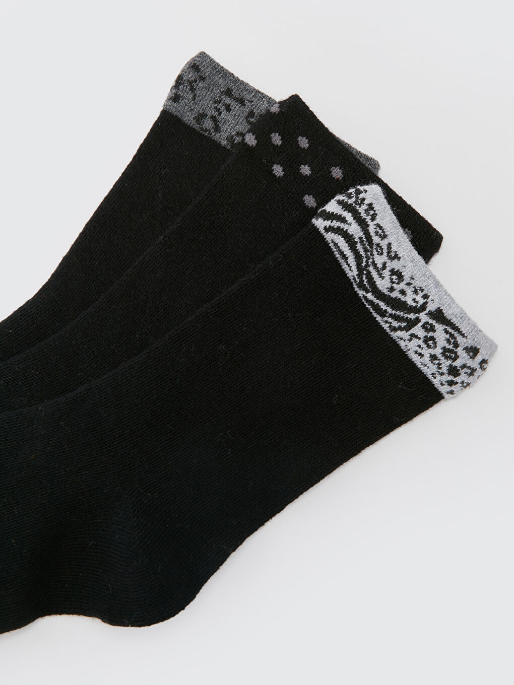 Gri Desenli Kadın Soket Çorap 3'lü-2
