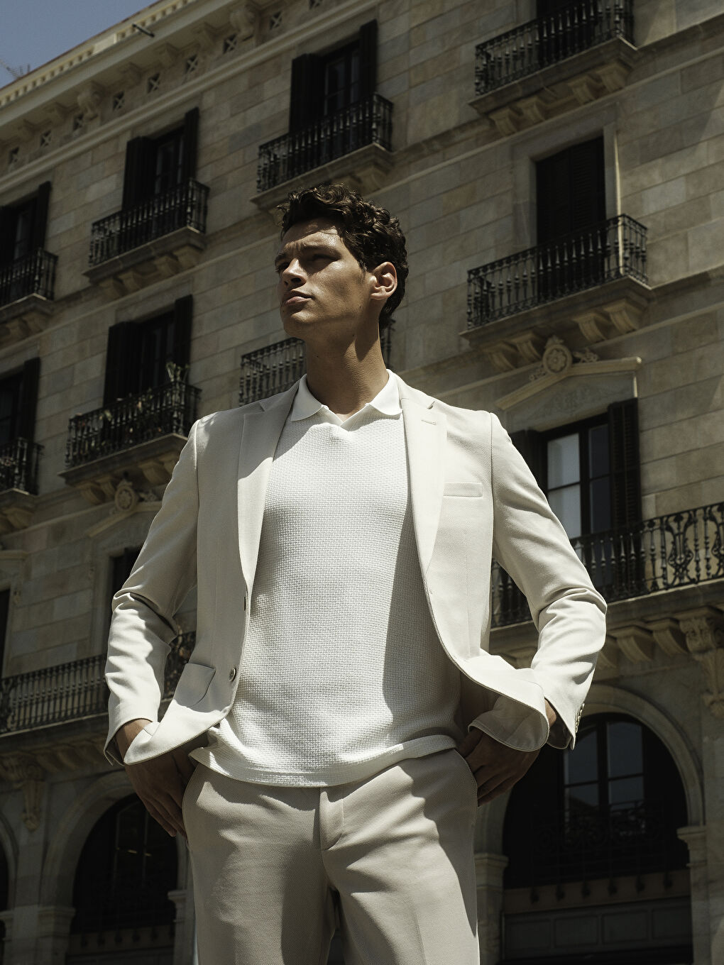 Bej Dar Kalıp Erkek Blazer Ceket