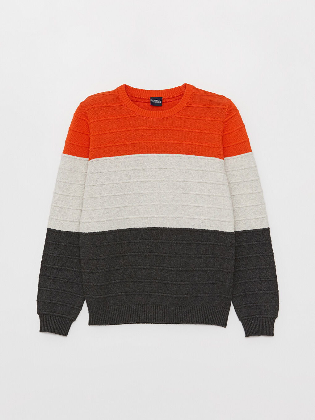Crew Neck Color Block Long Sleeve Boys' Knitwear Sweater